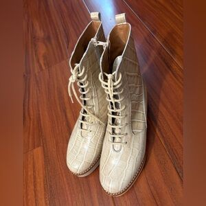 Anthropologie Lace Up Leather Platform Boots